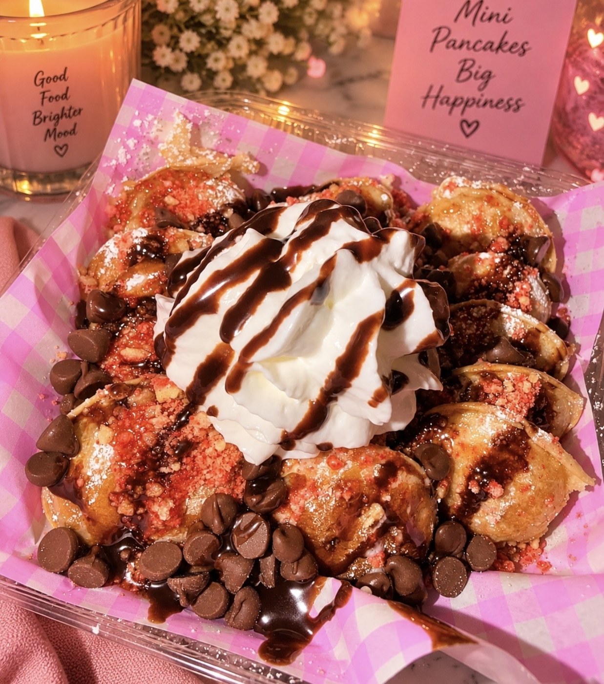 Strawberry Crunch mini pancakes
